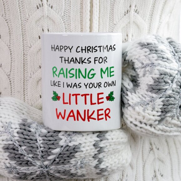 11oz White Mug for Stepdad – Happy Christmas Thanks for Raising Me - Picture 1 of 4